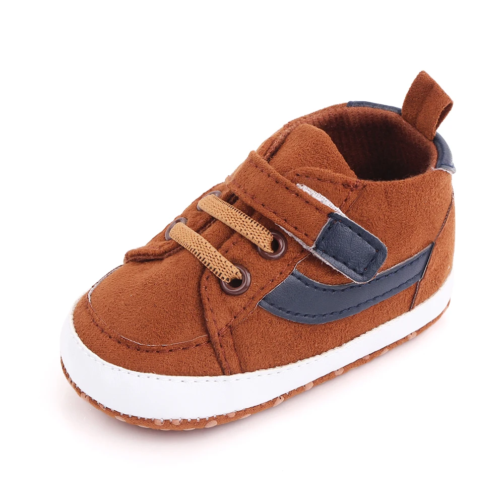 Spring and Autumn New 0-12 Months Baby Boys Solid Color Striped High Top Casual Walking Shoes manufacture