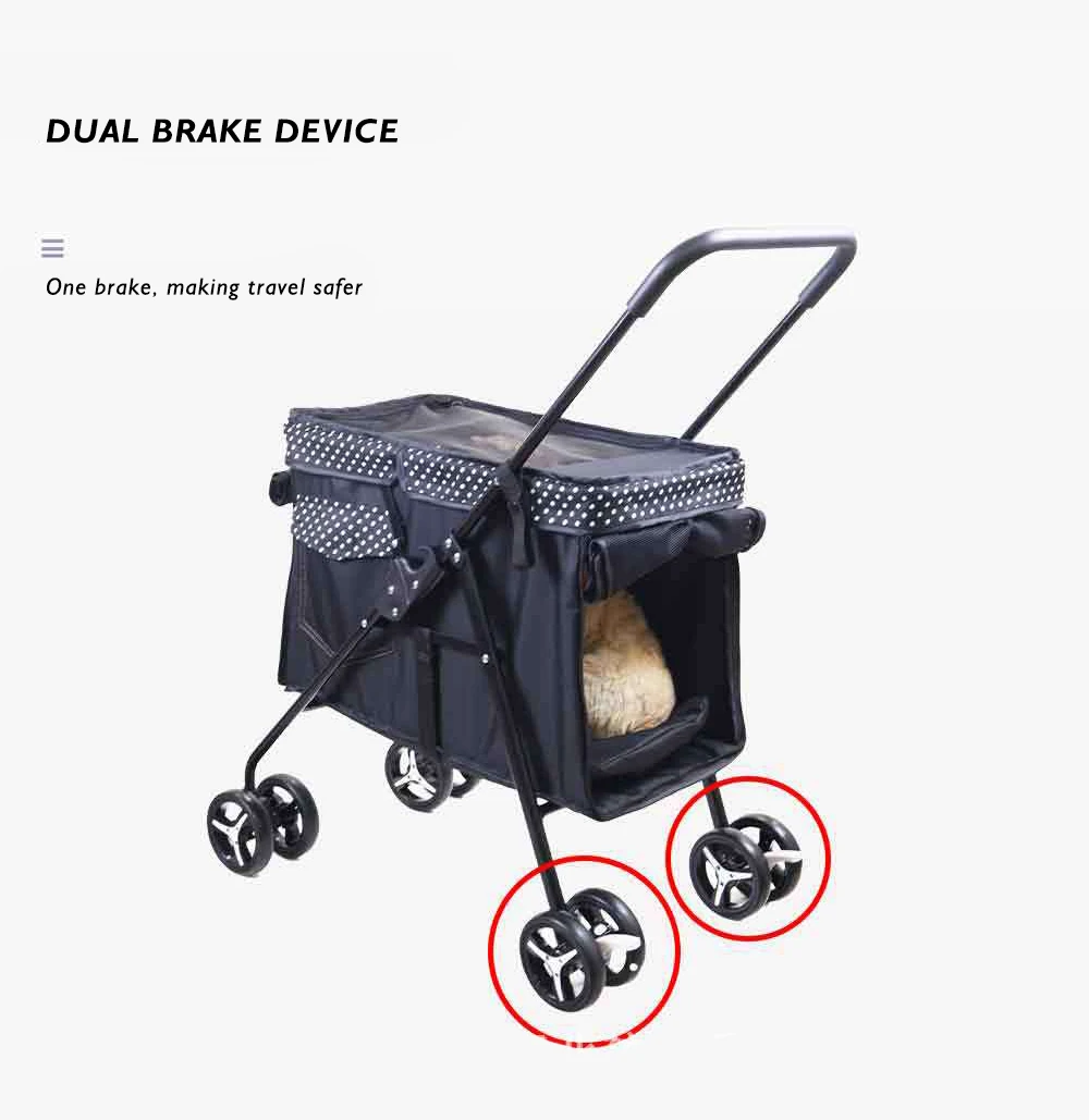 300D Oxford Cloth Foldable Pet Stroller 15KG Capacity Spacious for Cats and Dogs with Brake Storage Bag Pet Products details
