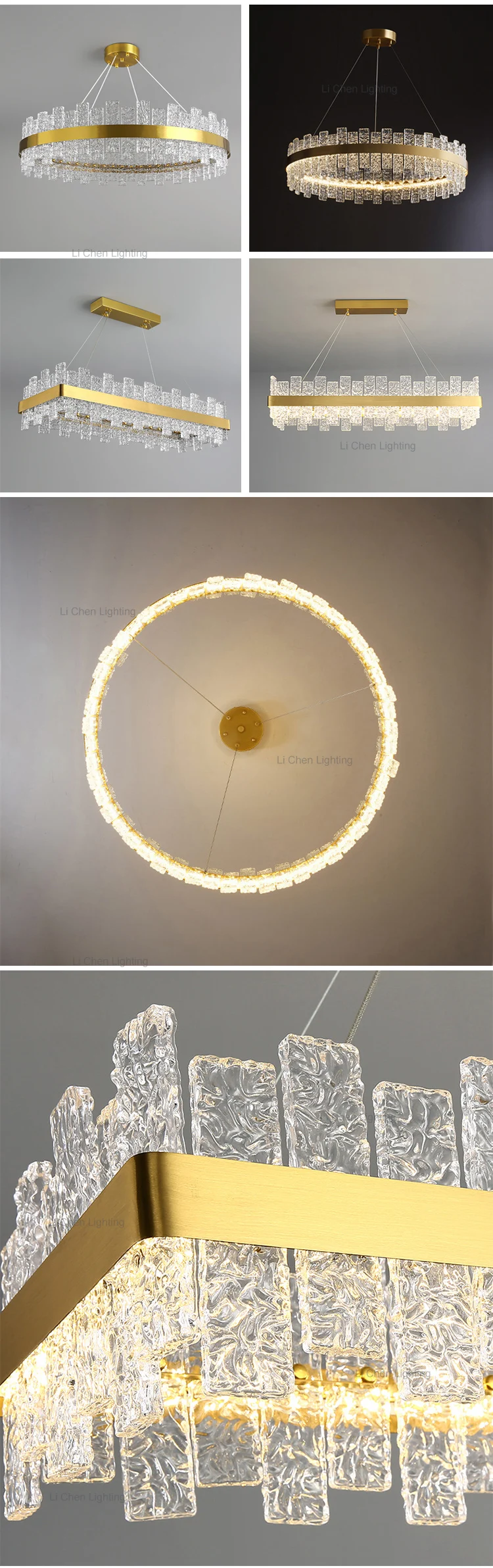 p0014 luxury textured glass chandelier creative gold art suspension lamp for villa-1