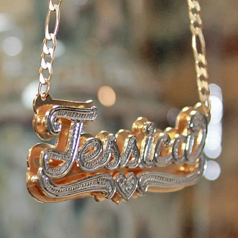 crystal name plate necklace