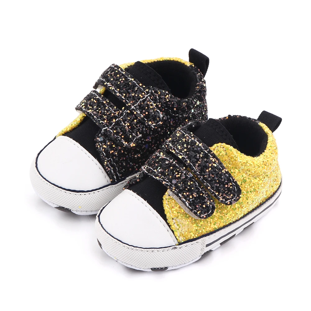 Spring and Autumn Multi-color Shiny Sequin Baby Soft Soled Canvas Toddler Shoes details