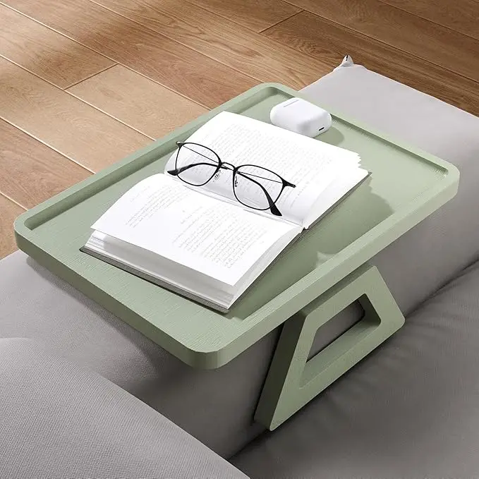 product bamboo clip on sofa table foldable armrest tray lacquer finish for holding drinks mobile phones sofa arm holder for living room-7