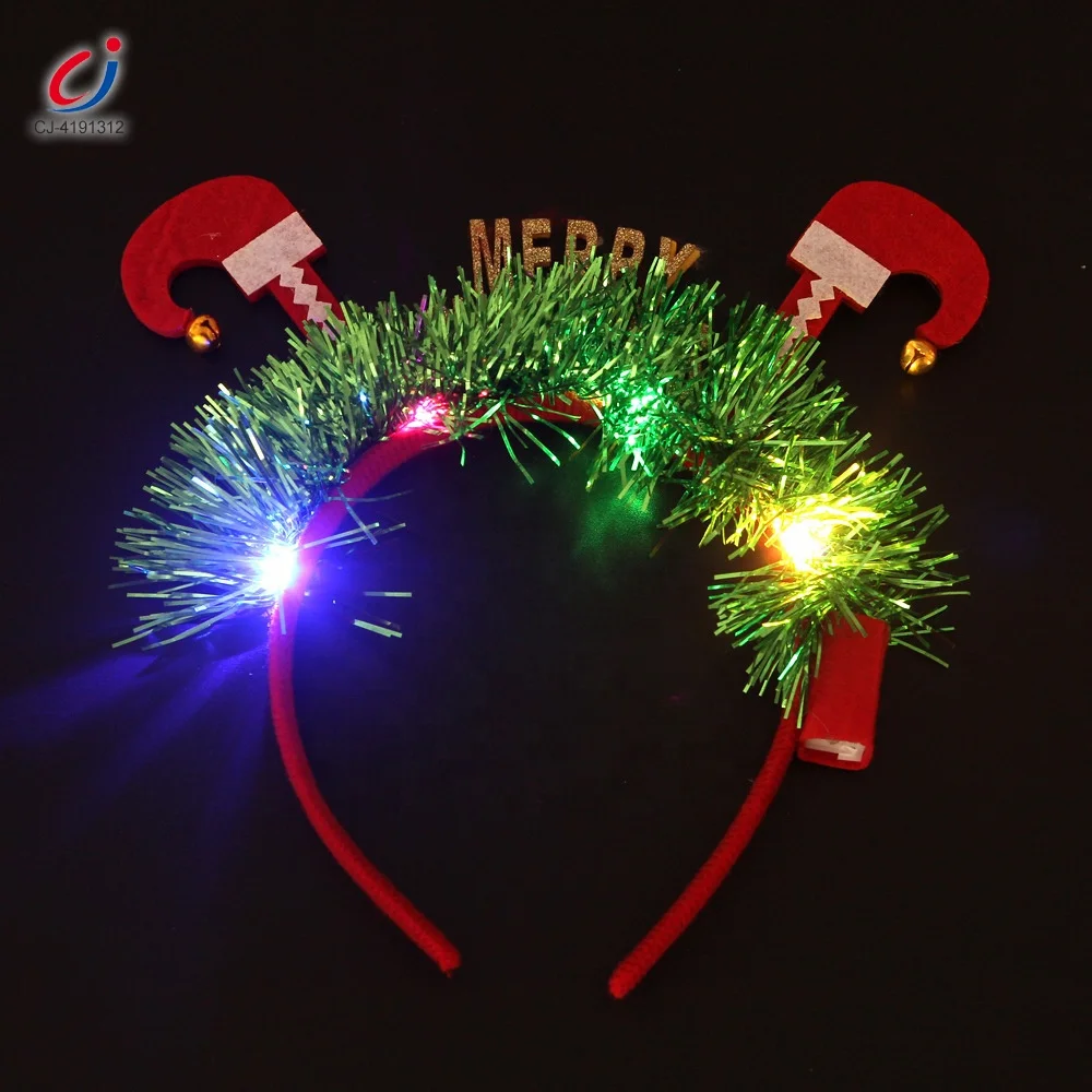 Chengji wholesale holiday party decoration popular antlers headbands cool light effect fashion christmas headband for kids