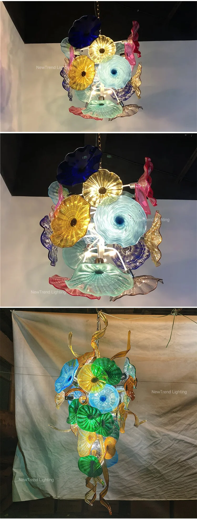 CPL-338 Contemporary Style Indoor Decoration Gallery Villa Hall Hotel Lobby Glass FLower LED Chandelier Light manufacture