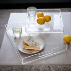 Tray Food Acrylic Serving Tray Clear Brown Orange Blue Circle Round Tray Luxury Food Tabletop Acrylic Tray