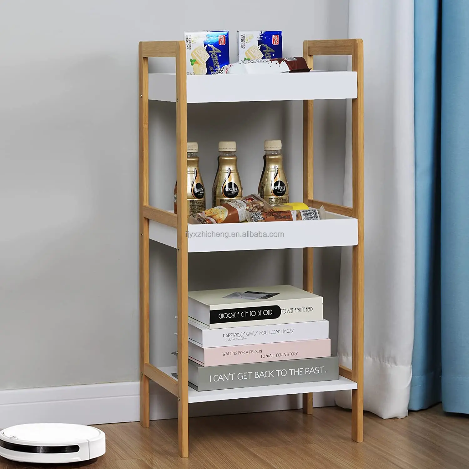 product home office 3 tier bamboo bookshelf for living room bathroom shampoo cosmetic storage rack kitchen organizer rack-0