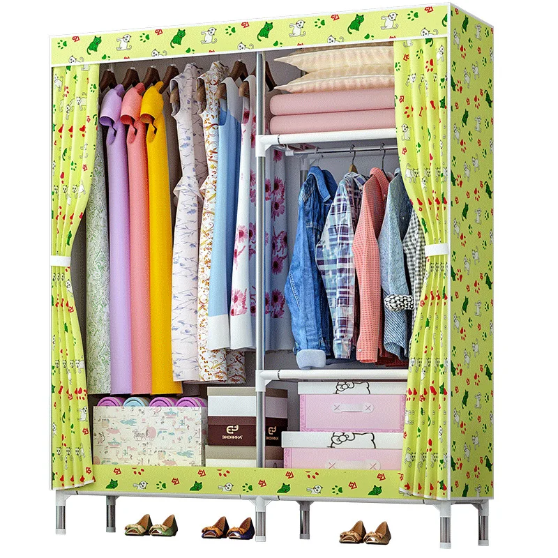 Cabinet for clothes oxford fabric wardrobe Bedroom Metal Clothes Closet Wardrobe