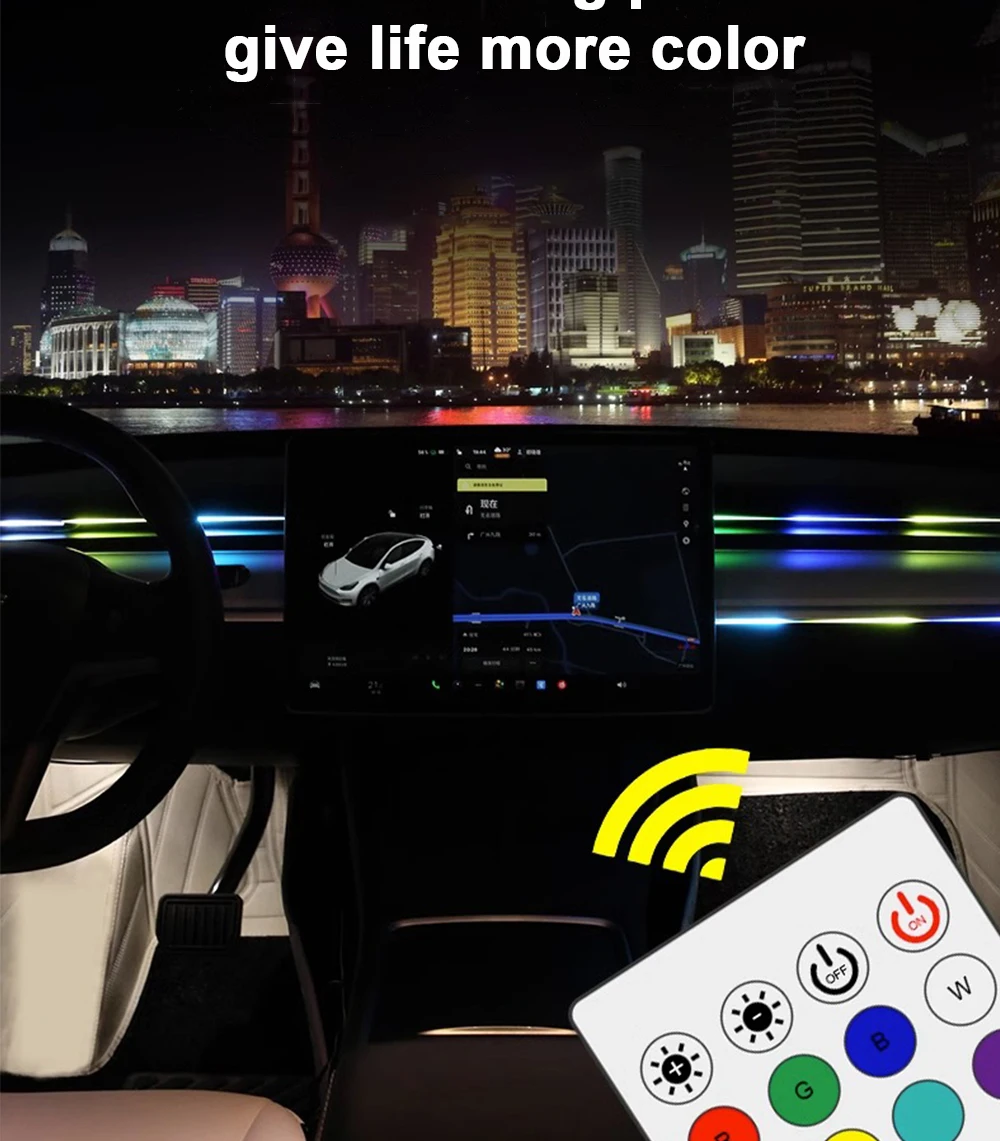 New, automotive fiber optic cold light RGBW 110cm mood lamp, hidden color APP acrylic voice-controlled music mood lamp