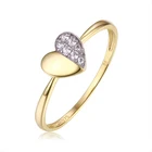 14k Gold Diamond Ring Simple Fashion 9K 10K 14K 18K 24K Gold Plated Diamond Heart Cz Cubic Zirconia Ring
