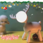 A Night Light Newish 1200mAH Lithium Battery Operated With USB Cute Movable Body Dog Reindeer Model Kids Night Light