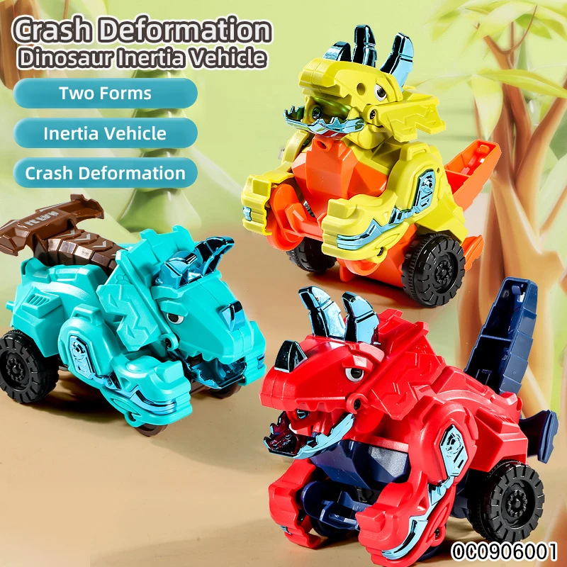 Friction deformation dinosaur stunt car 360 rotating toy for kids