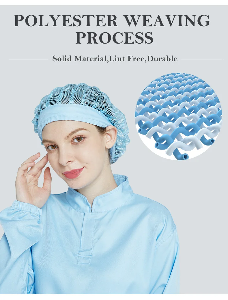 KL-3006 Polyester Mesh Hat with Adjustable Rope for Food Factory and Workshop - Dust Proof Mesh Style Cap
