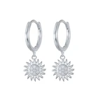 Earrings Drop Shipping ROXI S925 Sterling Silver Sunflower Girls Huggie Hoop Earrings Jewelry For Women