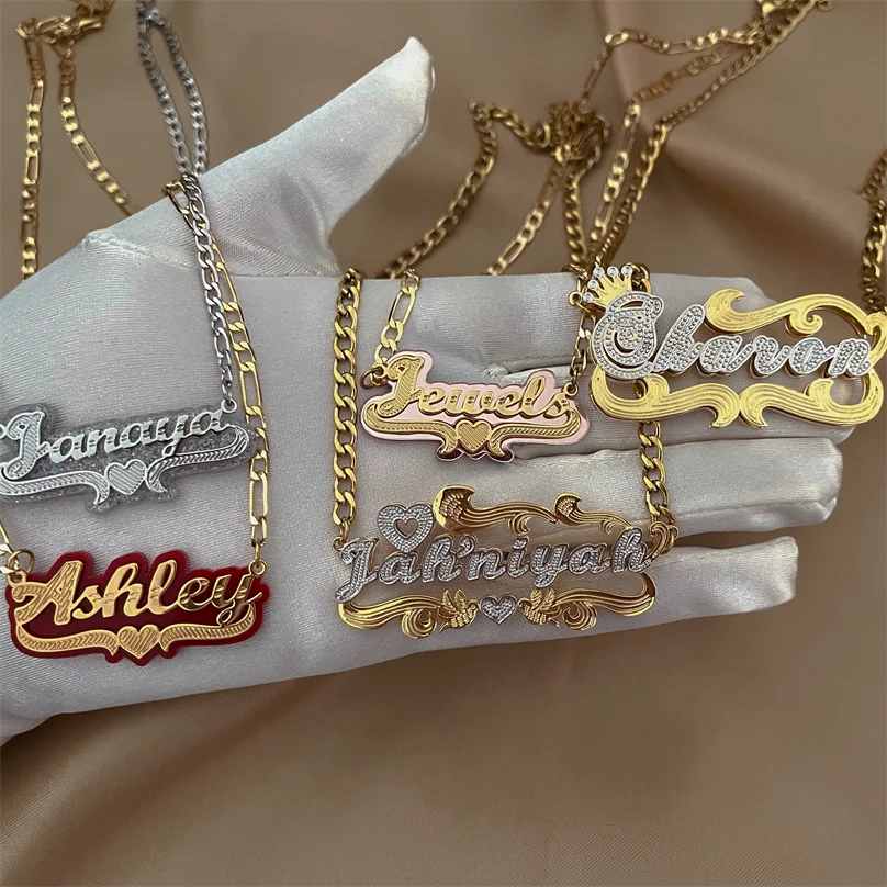 3d Hip Hop Letter Necklace Name Crystal 
