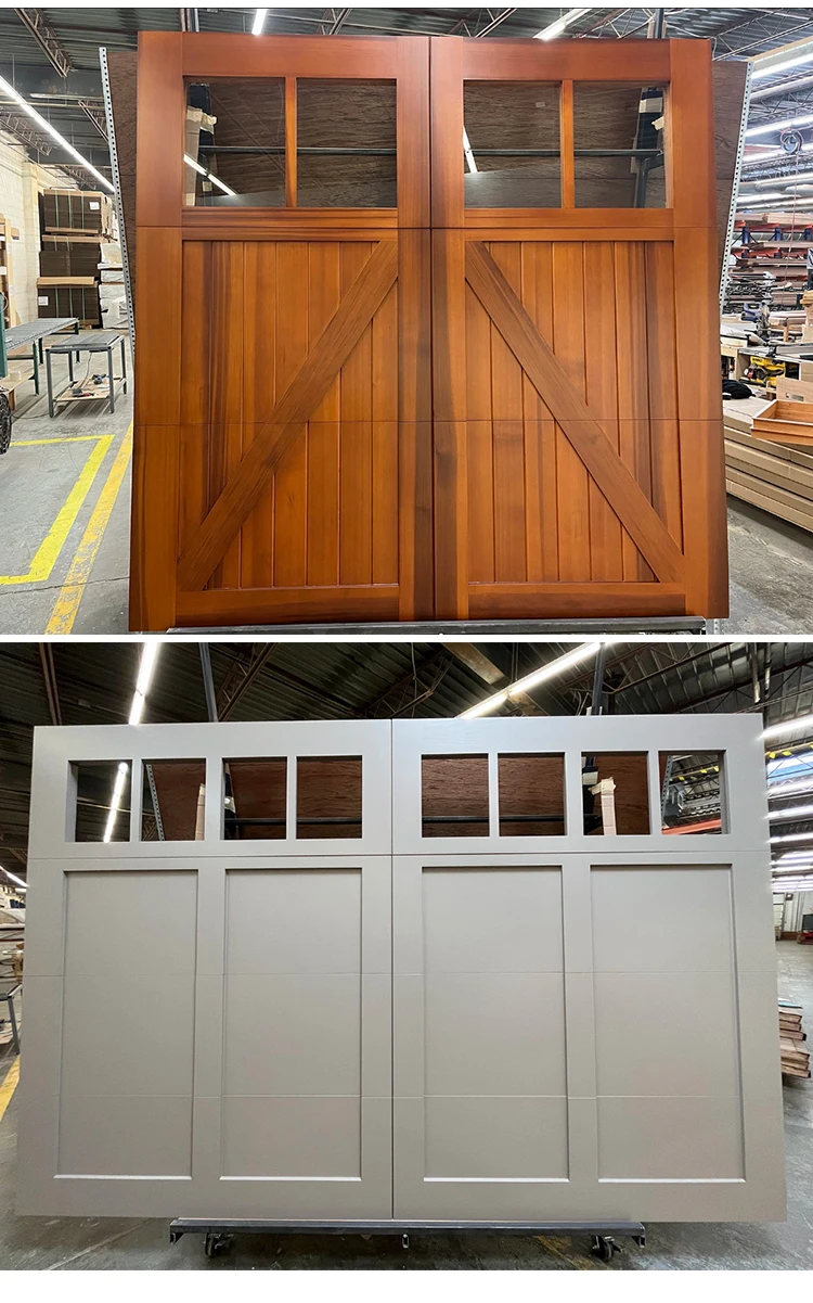 Manufacturer Direct Fumigation-free Wooden Garage Doors with Glass 12