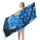 Scarf Amazon Hot Sale Van Gogh Painting Tassel Scarves Fashion Cashmere Winter Scarf For Women