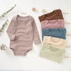 Baby Baby Bodysuit Wholesale Envelope Solid Rib Crotch Snap Baby Bodysuit Long Sleeve