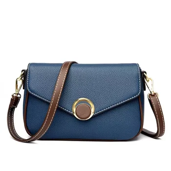 Leather ladies purses 2024 design fashion lock small square bag women's flap handbag for mom