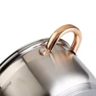 Stainless Set Mirror Polished C Type Glass Lid Straight Shape Olla Stainless Steel Kitchenware Cookware Set