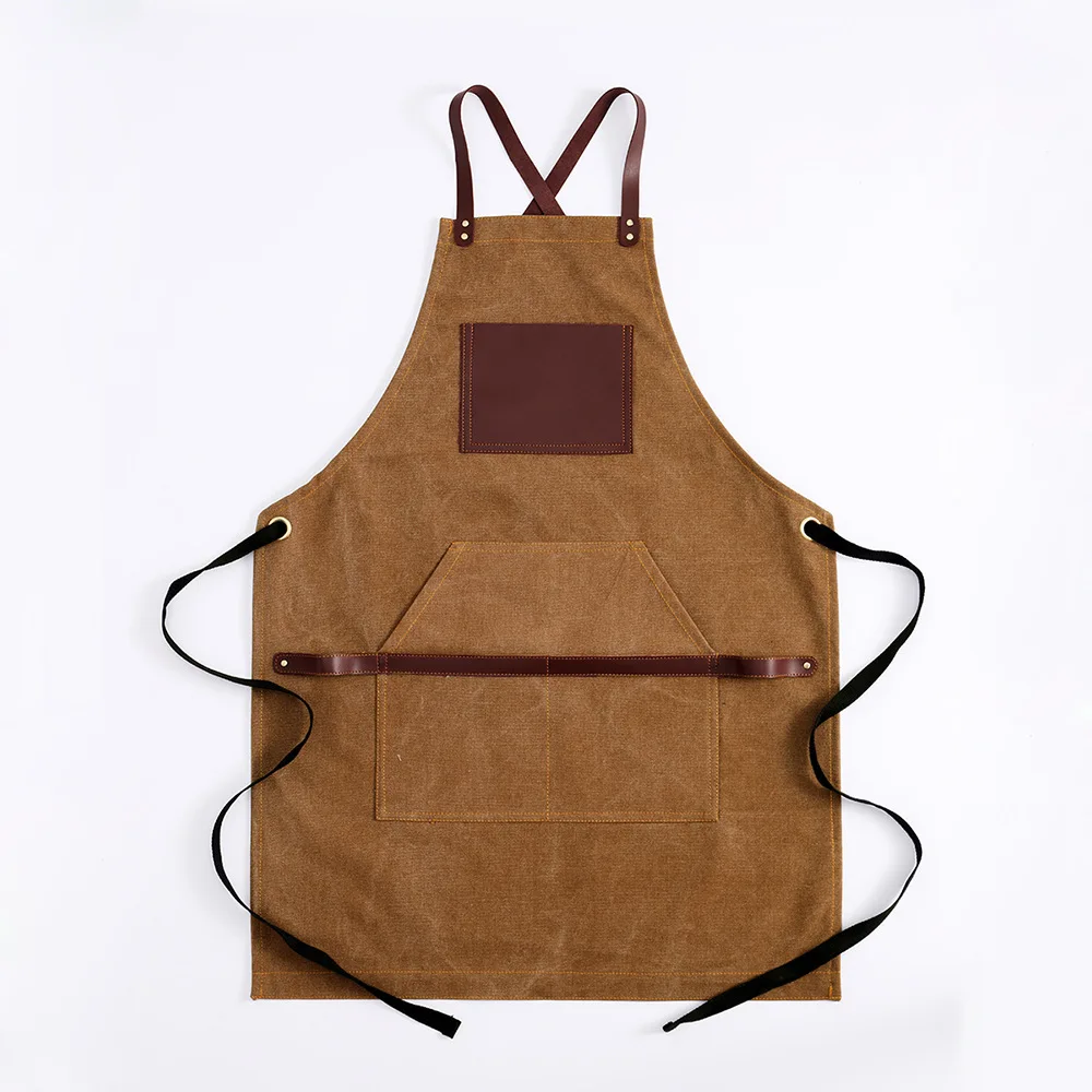 Wholesale Leather Strap Apron Kitchen Cooking Apron Plain Multiple