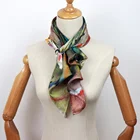 Silk Scarves China Women High Quality Handmade Hemming Oil Painting Printed Colorful Silk Scarves Square