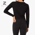 Shirts Custom Logo Bamboo Sports Clothing Women Long Sleeve Cropped Sweat T Shirts