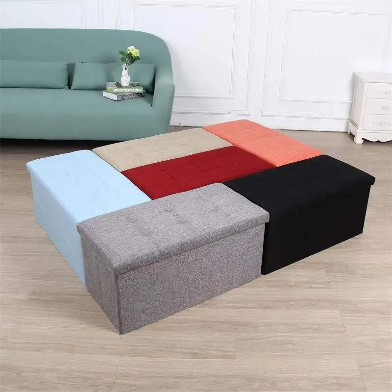Factory Custom Linen Folding Compressed Sofa Couch & Ottoman Storage Bench Fabric Storage Box for Bedroom or Apartment supplier