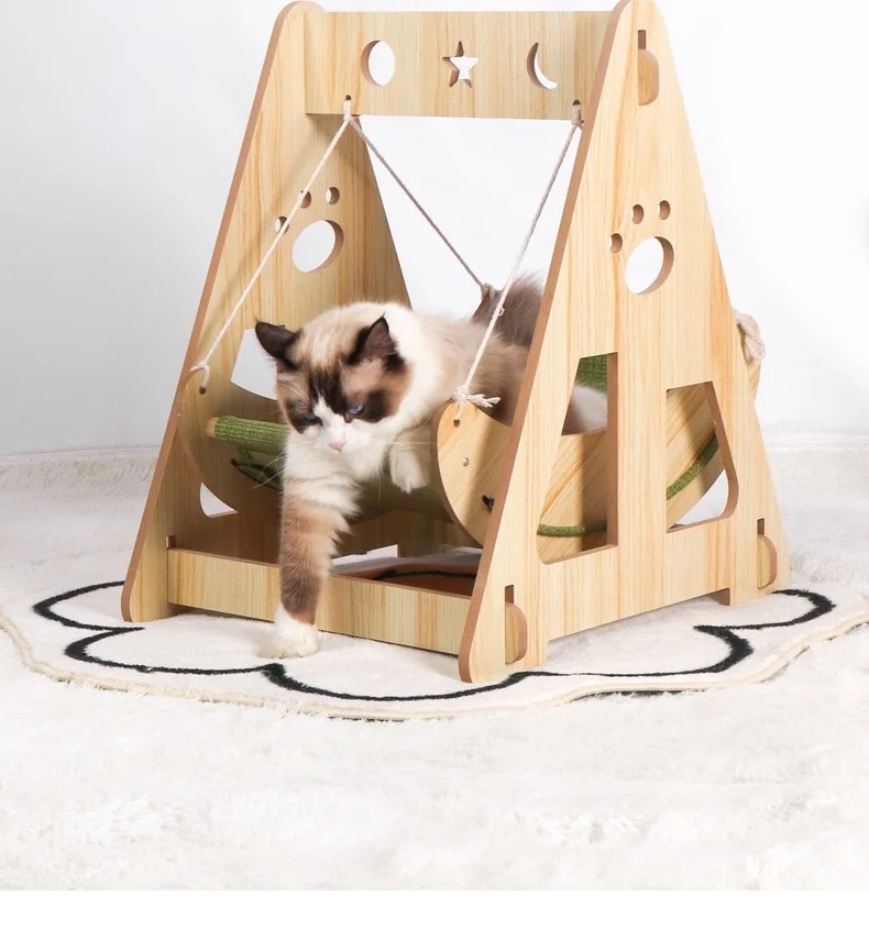 product high quality luxury cat pet dog bed made natural solid wood furniture bed for pets-52