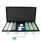 Poker 2 Poker Chip Sets Hot Sale New Arrival 300 Pieces Casino Poker Chips 2 Playing Cards 5 Dice Case Set