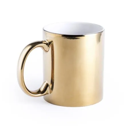 sublimation golden Silver Ceramic coffee mug cup sublimation with golden handle logo