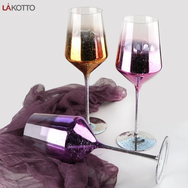 Wholesale Elegant Crystal Goblet custom Electroplated Rose Gold Wedding Glass Champagne Flutes