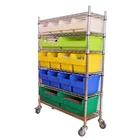 Workshop Chrome Shelving Carts With 4 Castors