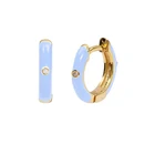 Hoop Earrings ROXI Summer Hot Trend S925 Sterling Silver Round Diamond Personalized Enamel Hoop Earrings