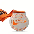 Manufacturer Custom-made Gold And Copper Plated 3D Double Logo Sport Award Medallion Sublimation Ribbon Hanging Lanyard