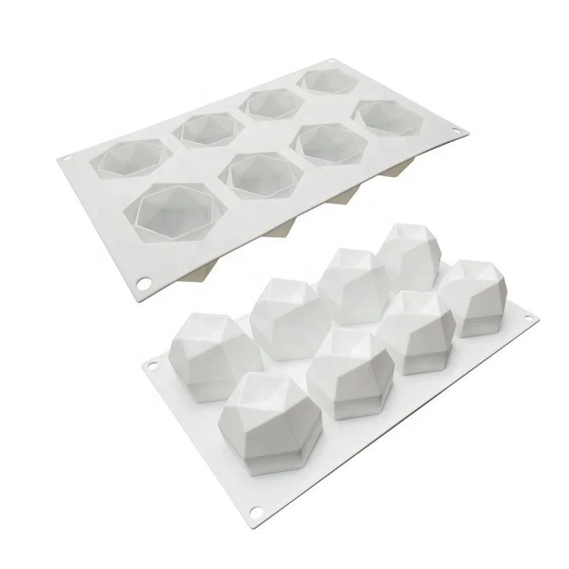 8 Cavity 3D Non Stick Polygon Mousse Silicone Cake Mold Chocolate Mold  candle moulds silicone molds For Baking Dessert