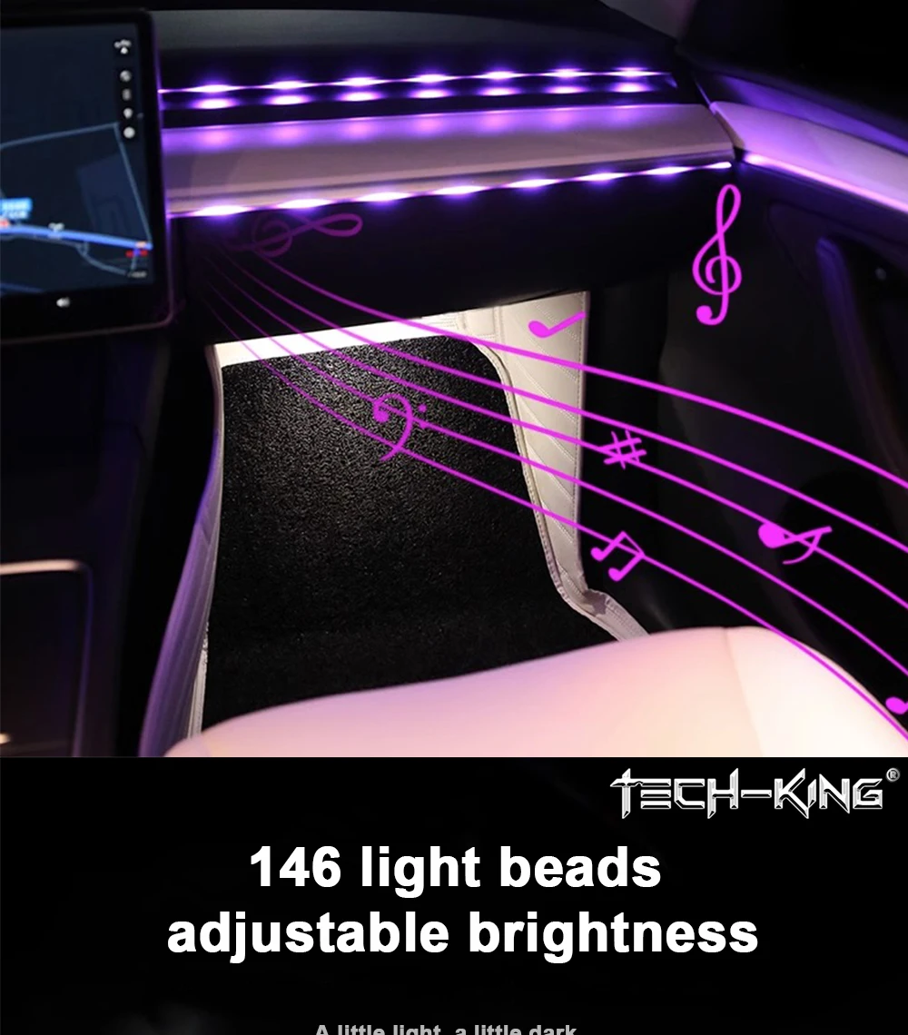 New, automotive fiber optic cold light RGBW 110cm mood lamp, hidden color APP acrylic voice-controlled music mood lamp