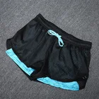 OEM Mesh Running Breathable Yoga Short Pants 2 Pieces Compression Sliming Yoga Sport Short Pants
