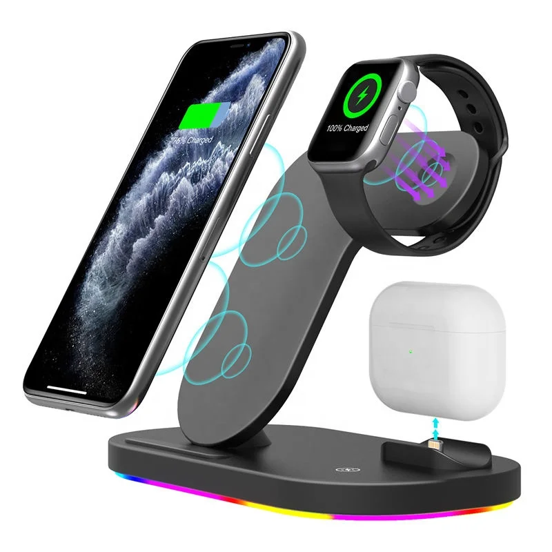 3 in 1 15W Fast Charge Wireless Charger Stand Multifuncion Qi Wireless Charging Holder