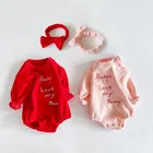 Baby Clothes Sweet Letter Embroidery Long Sleeve Baby Jumpsuit For Winter Baby Girls Cotton Clothes