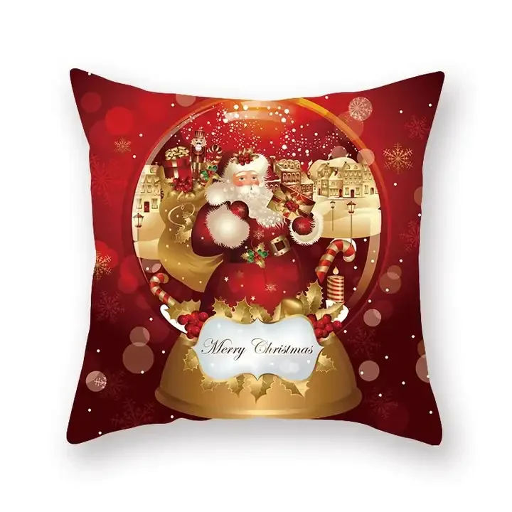 Custom Snowflake Decorative round Throw Pillow Case Cushion Cover Christmas Pillow  plush doll painting  Case Cover