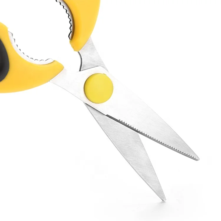 Novelty 8 Inch Yellow Soft Grip Handle Kitchen Scissors Food Grade Stainless Steel Kitchen Shears