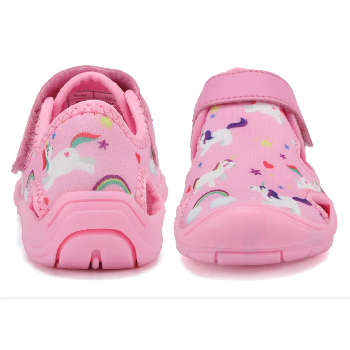 Hot unicorn printing girl's aqua shoes OEM printing unisex sandals water slippers