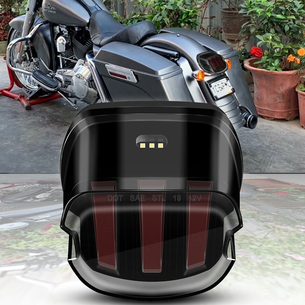 Motorcycle LED Rear Brake License Plate Tail Light Stop Running Lamp for Harley Davidson Cruiser Smoke Lens 