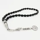 Beads Cheap 9x6mm Oval Black Glass Beads Tasbih 33 Beads Worry Prayer Beads Tasbeeh Masbaha-Subha Rosary