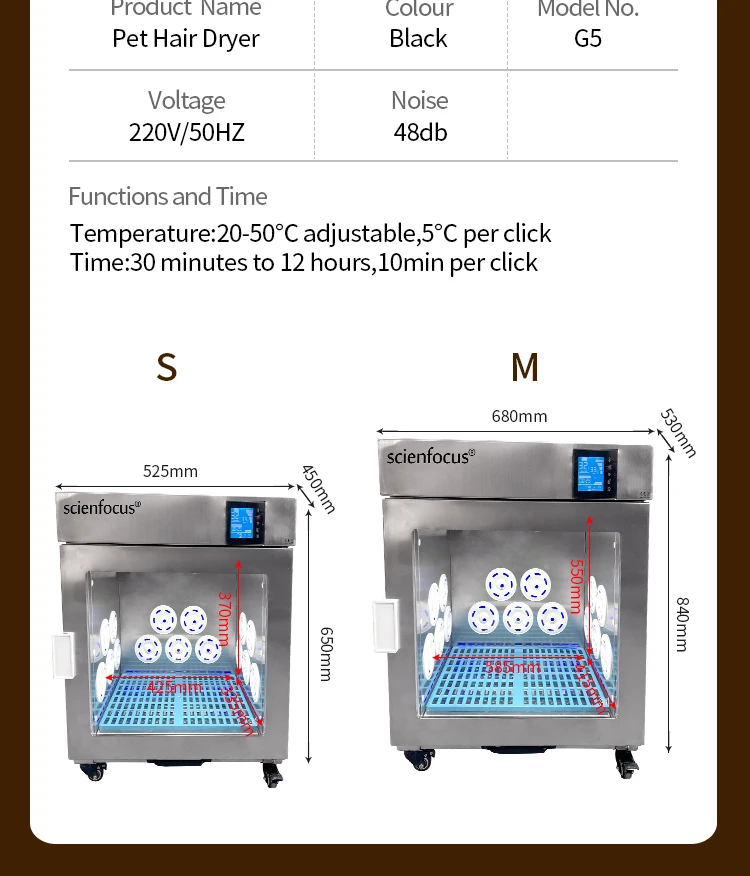 G5-S Hot Sale Cat and Dog Hair Dryer Cabinet Small Pet Dryer Machine Stainless Steel Pet Blower China Factory Direct Supplier