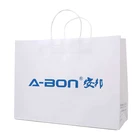 Shopping Bags Customised Logo Print White Kraft Paper Shopping Bags With Handle