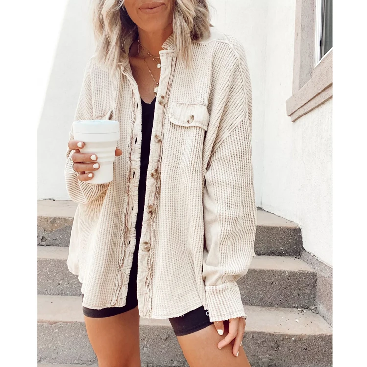 Buy Waffle Knit Shacket,Women's Shacket 