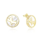 Stud Earrings Earing RINNTIN EQE31 Most Popular Gold Plated Coin Stud Earrings 925 Silver Earing