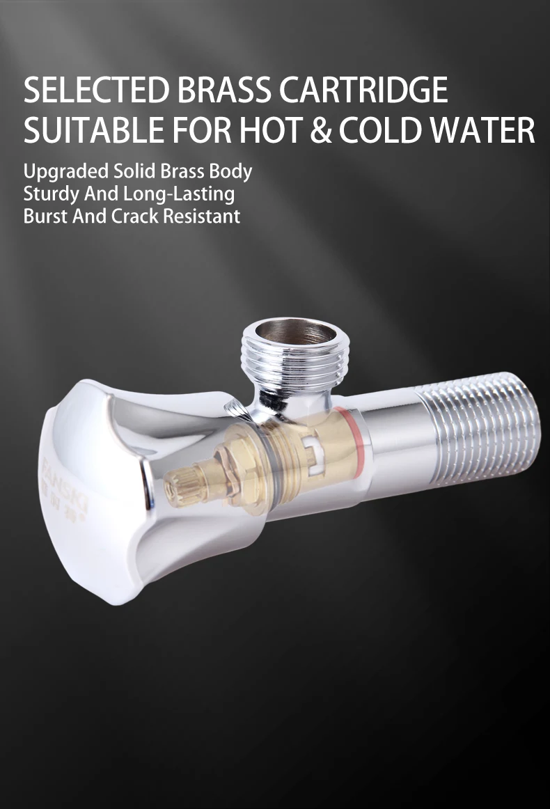 Brass G 1/2 Connection Universal Angle Valve Toilet Water Heater Thickened Manual Cold Hot Valve Polished Chrome Plating details