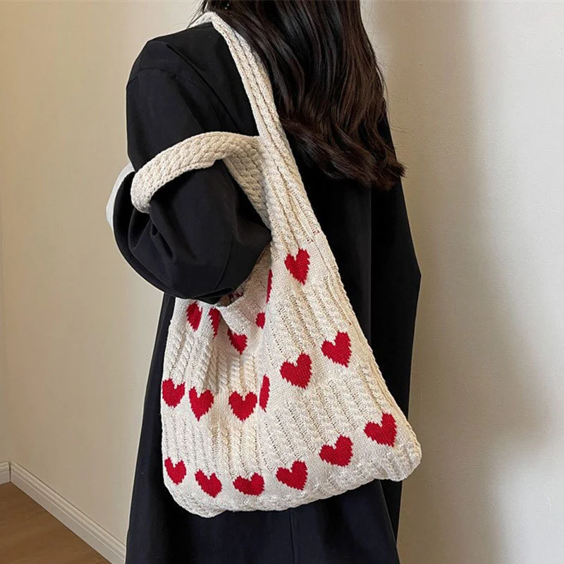 HUAYI 2024 fashion Knitted Weave Handbag Custom  Design Crochet Vest knit tote bag